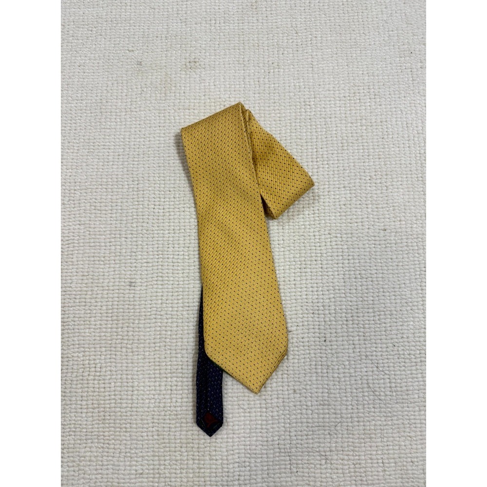 Tommy Hilfiger Necktie Mens Yellow Black Textured Classic Designer Adjustable